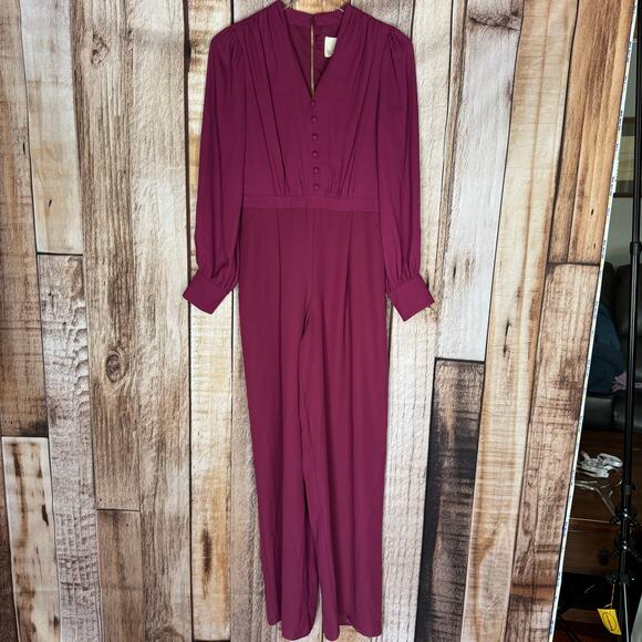 Gal Meets Glam Jumpsuit Jessamyn Button Wide Leg Boysenberrry Versatile Size 2 - Picture 1 of 9